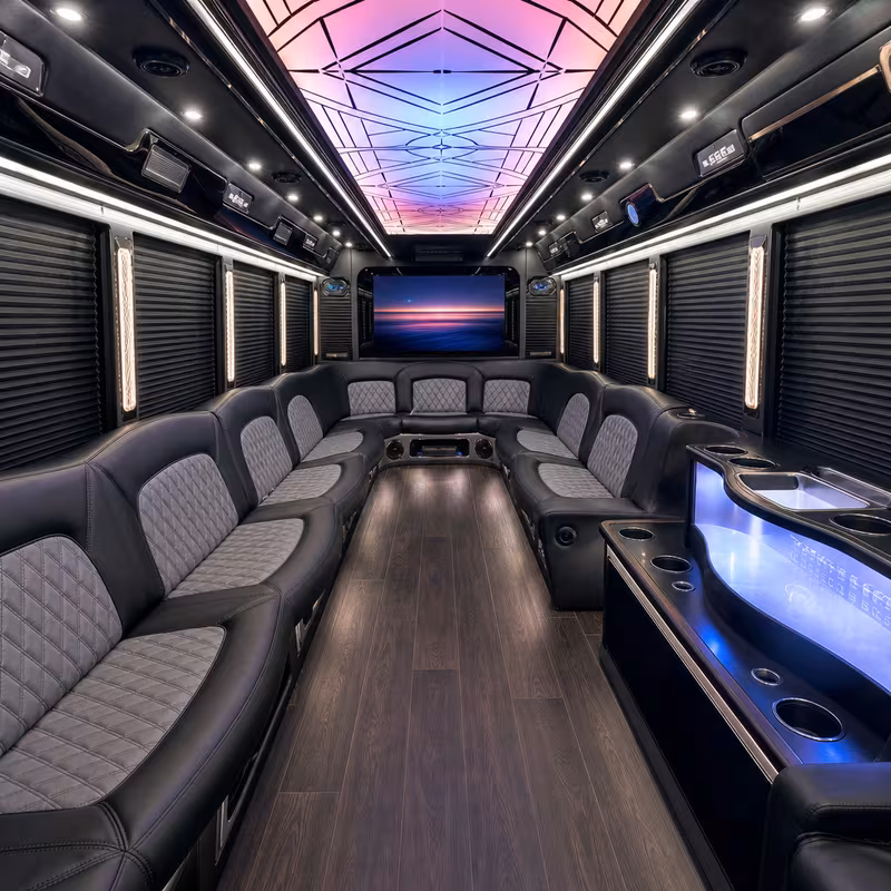 15 Passenger Party Bus Interior