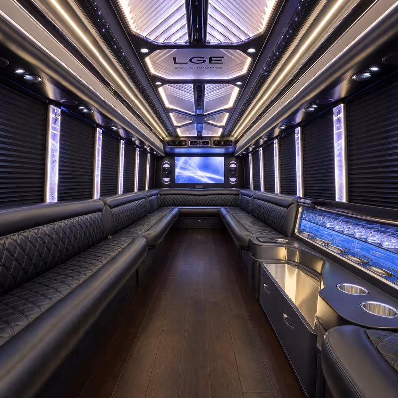 18 Passenger Party Bus Interior