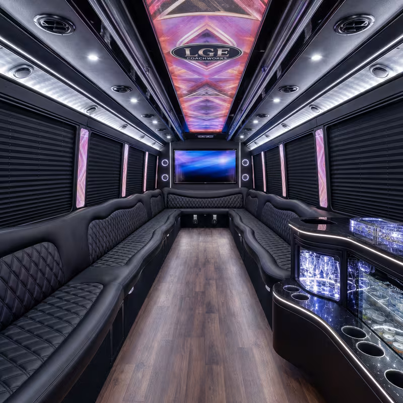 18 Passenger Party Bus Interior