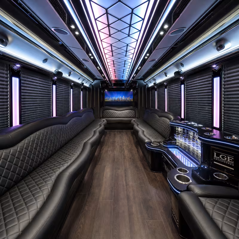 25 Passenger Party Bus Interior