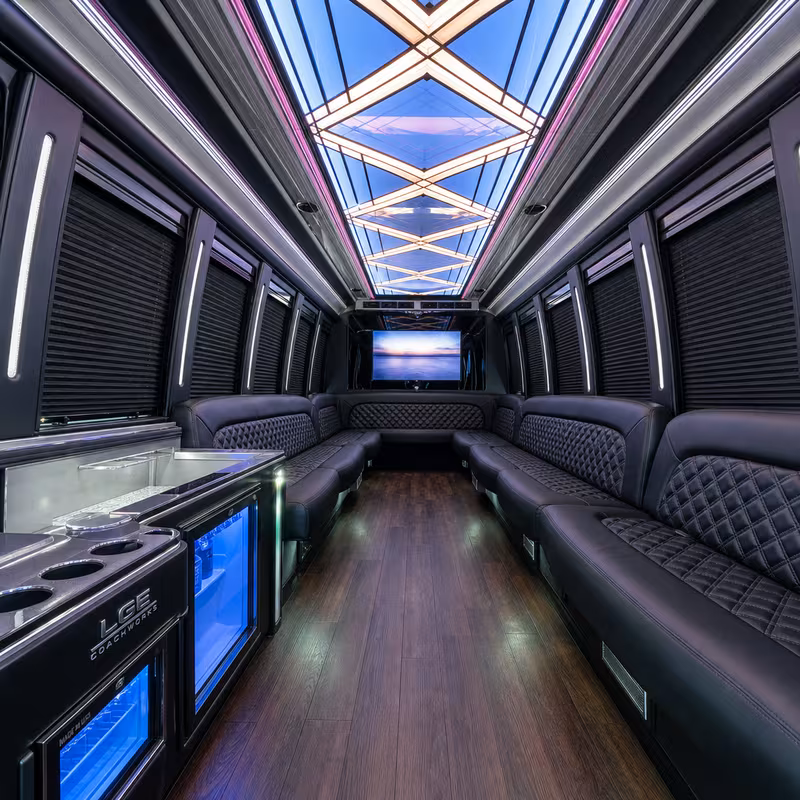 28 Passenger Party Bus Interior