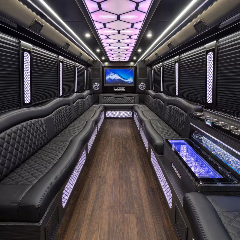 50 Passenger Party Bus Interior