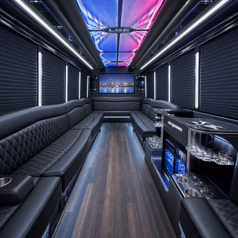 50 Passenger Party Bus Interior