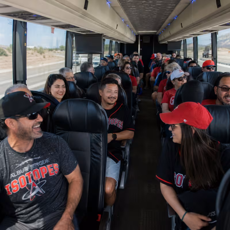 Passenger seating aboard a Albuquerque party bus rental