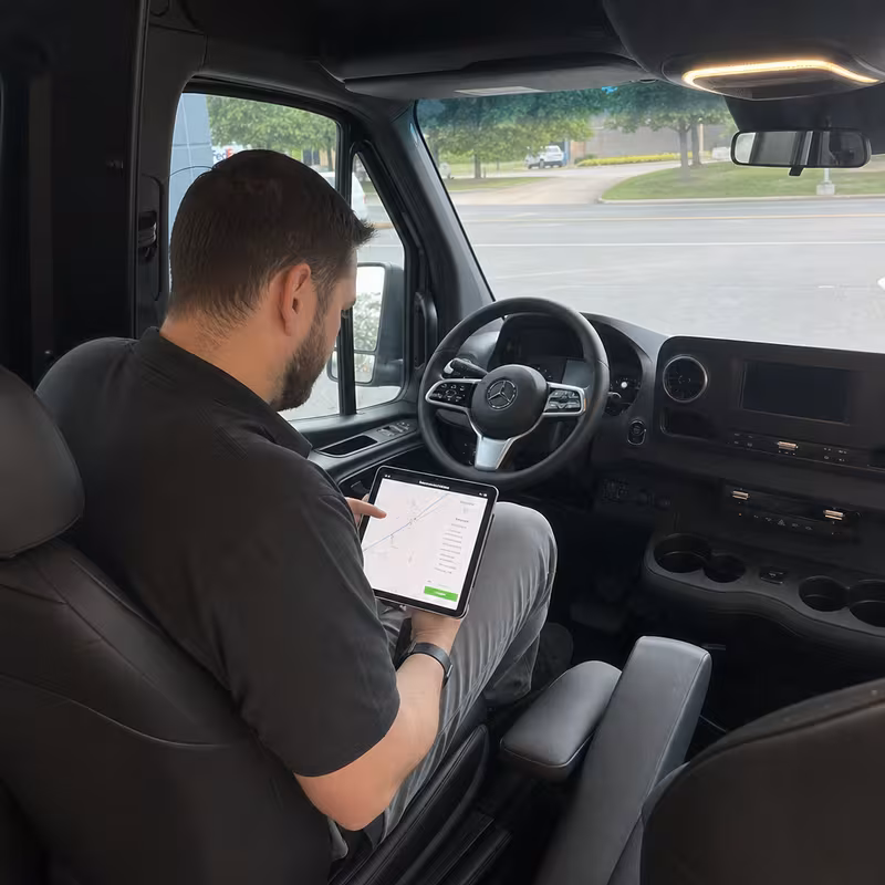 Dispatcher planning a Albuquerque party bus route and quote